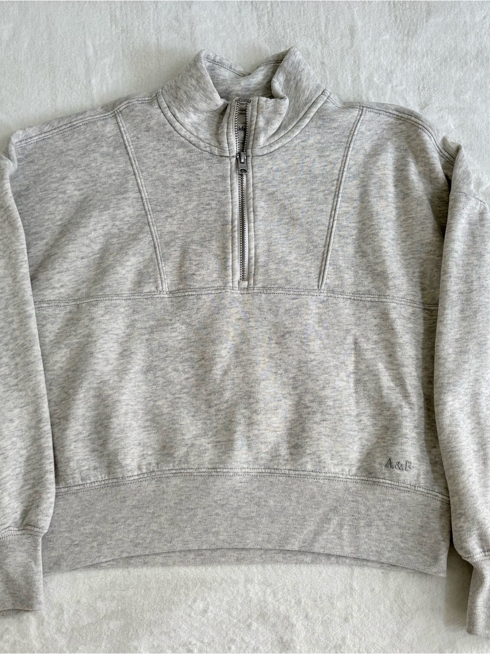 Abercrombie Kids Light Gray Quarter-Zip Pullover